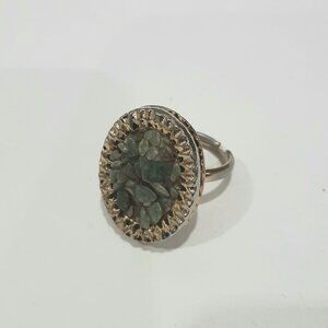 Vintage boho whimsygoth distressed gold finish rock fragments statement ring